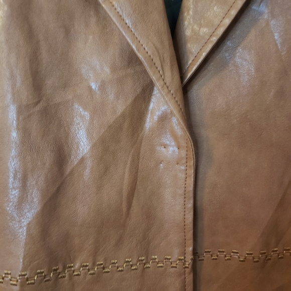 Anthropologie-Brown Faux Leather Jacket-S-NWOT Woman Spring Coat - Picture 5 of 8